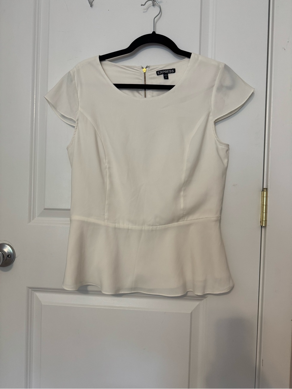 Express White Peplum Cap Sleeve Blouse